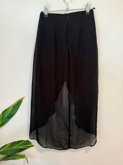 Unbranded Black Sheer Wrap Front High-Low Maxi Skirt