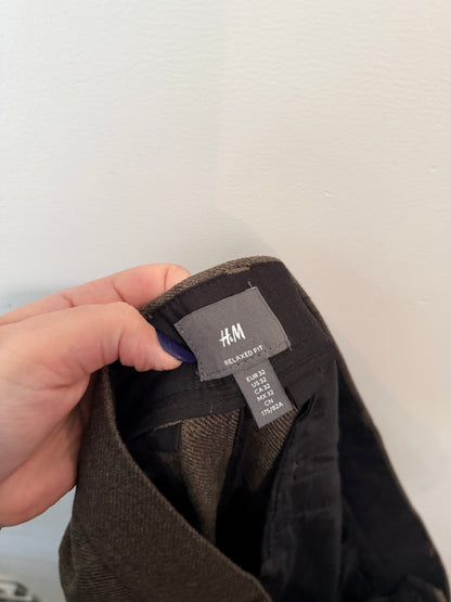 H&M Men's Brown Relaxed Fit Trousers