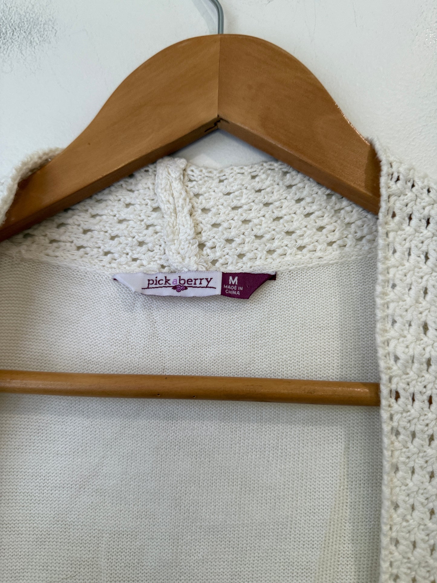 Pick n Berry Cream Crochet Trim Bolero Cardigan - Size M