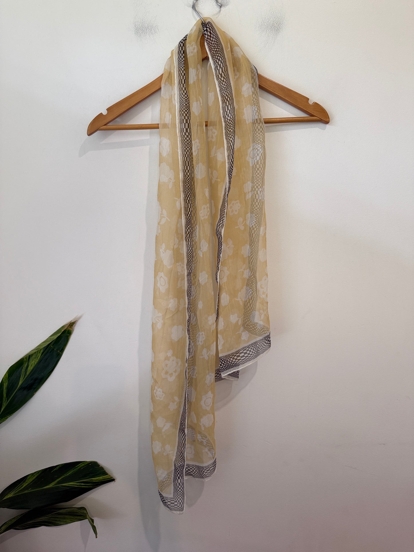 Unbranded Beige Floral Sheer Scarf