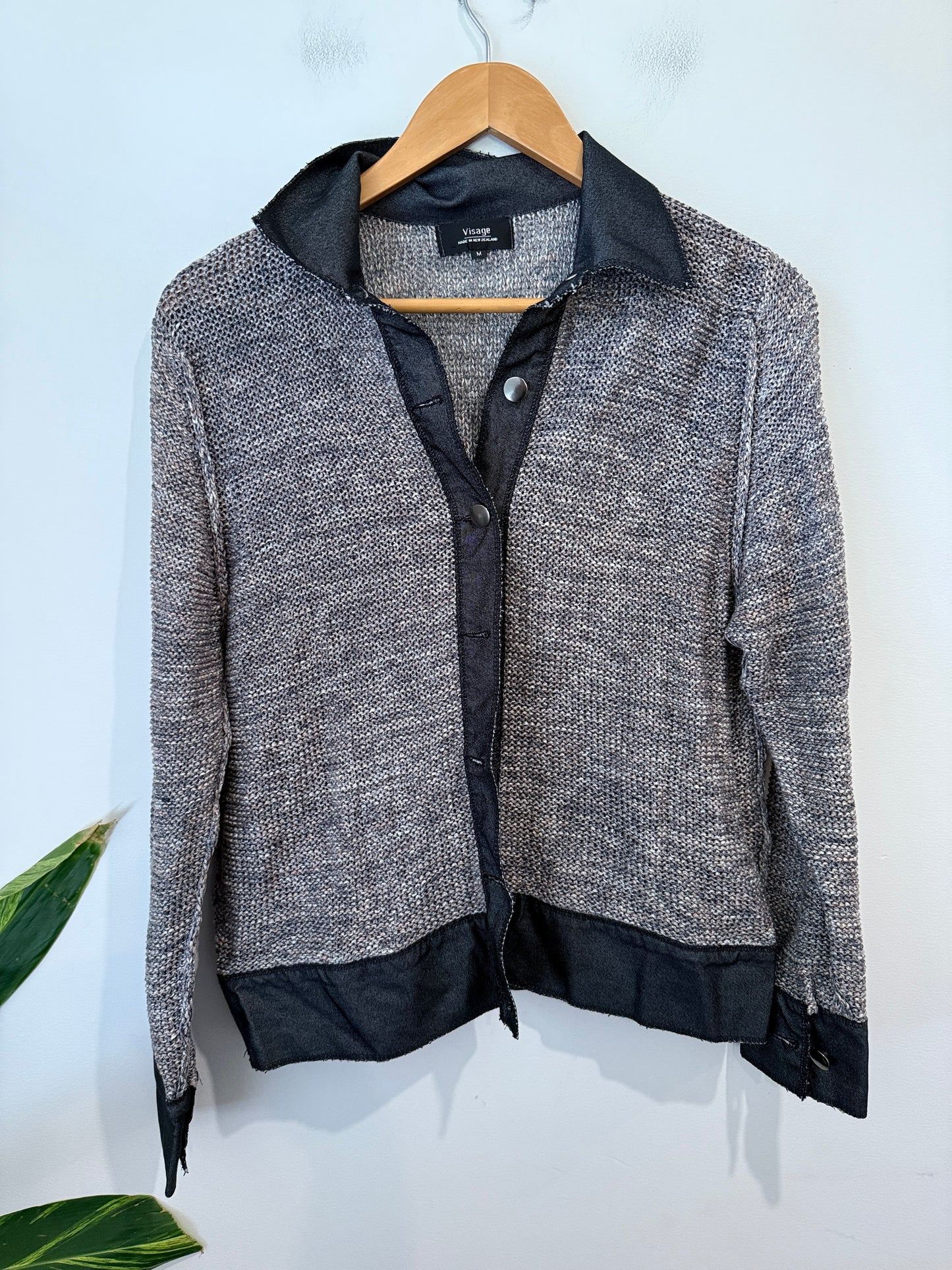 Visage Grey Marle Knit Collared Jacket - Size M