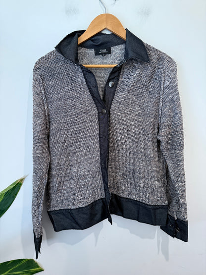 Visage Grey Marle Knit Collared Jacket - Size M