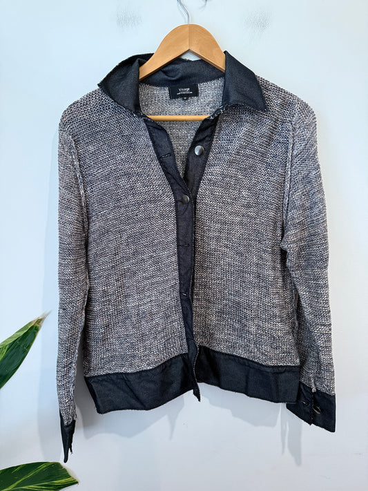 Visage Grey Marle Knit Collared Jacket - Size M