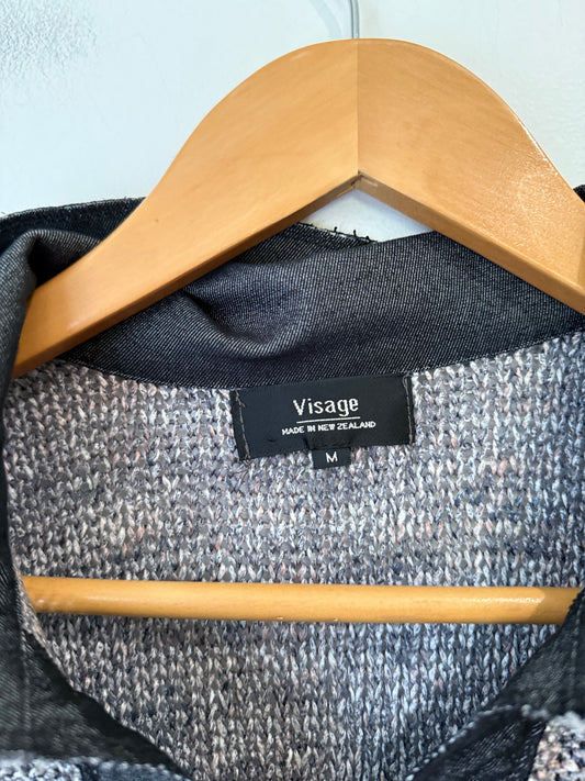 Visage Grey Marle Knit Collared Jacket - Size M