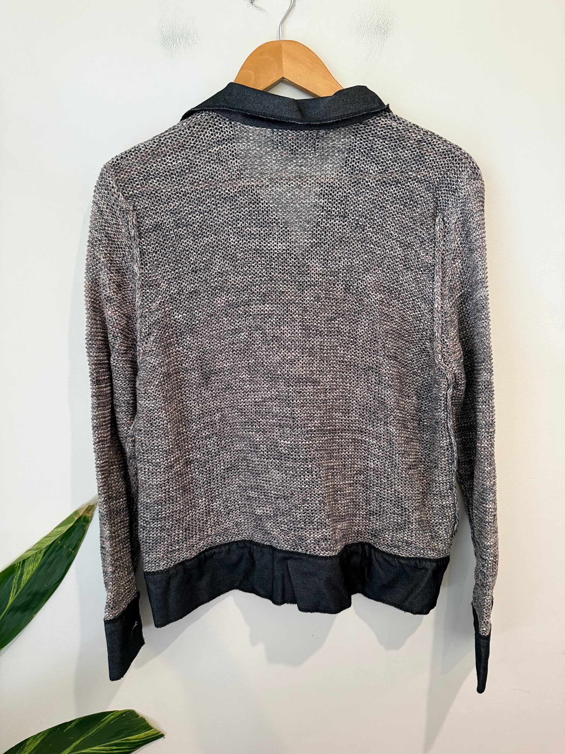 Visage Grey Marle Knit Collared Jacket - Size M