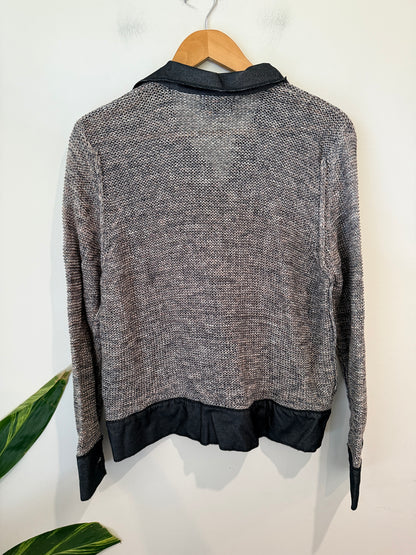 Visage Grey Marle Knit Collared Jacket - Size M