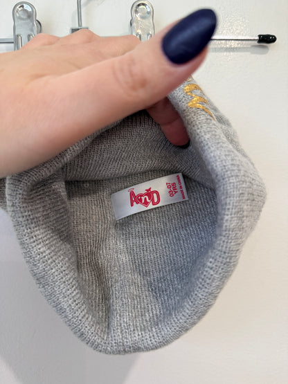 Grey Beanie with Gold Weekend Embroidery