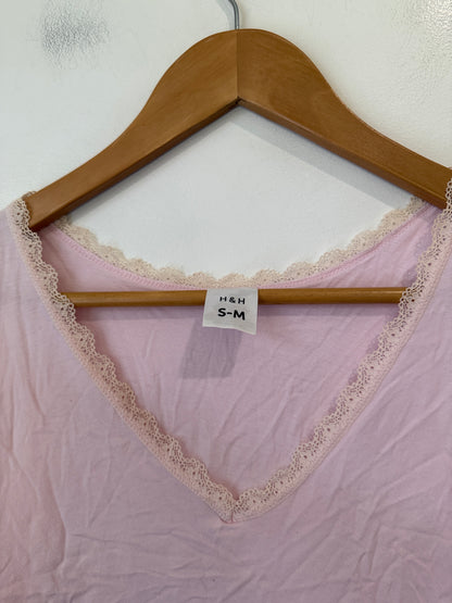 H&H Pink Lace Trim Cami - Size S-M