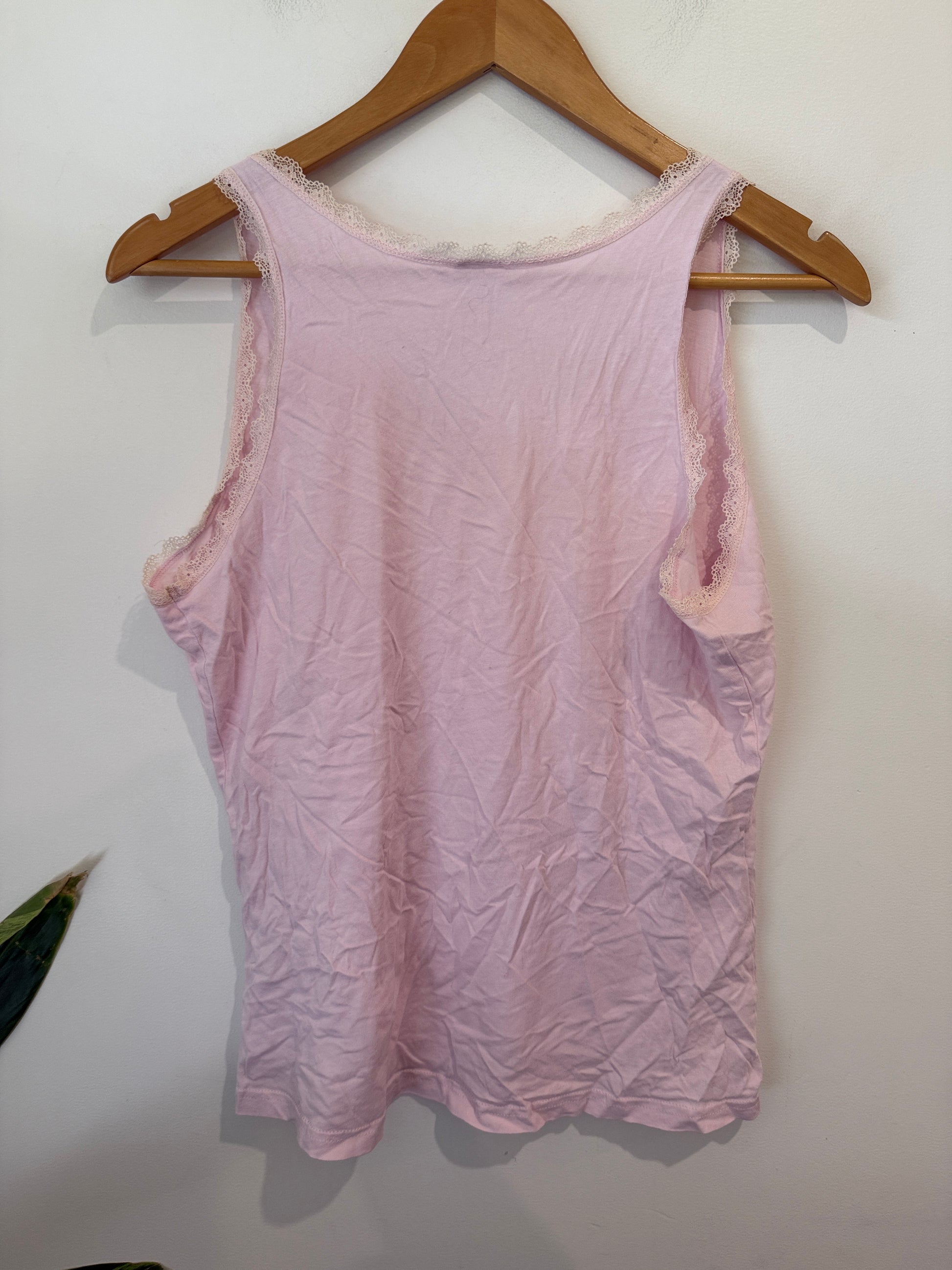 H&H Pink Lace Trim Cami - Size S-M