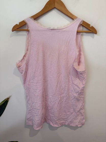 H&H Pink Lace Trim Cami - Size S-M