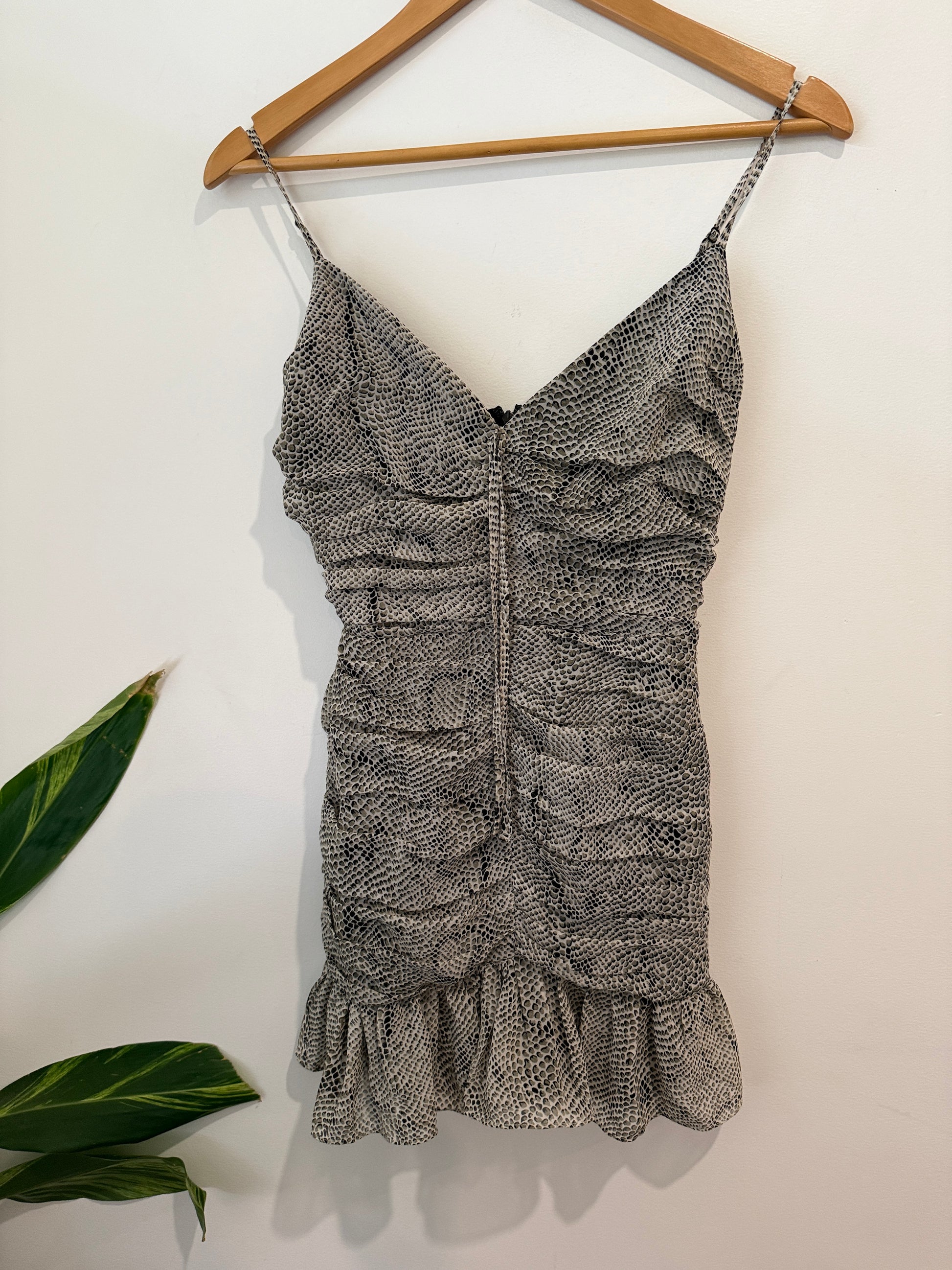 The East Order Snake Print Ruched Mini Dress