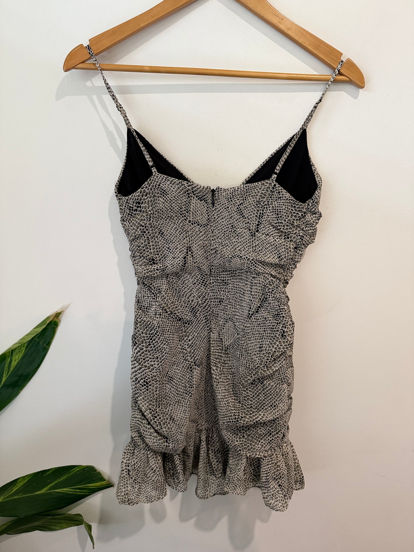 The East Order Snake Print Ruched Mini Dress