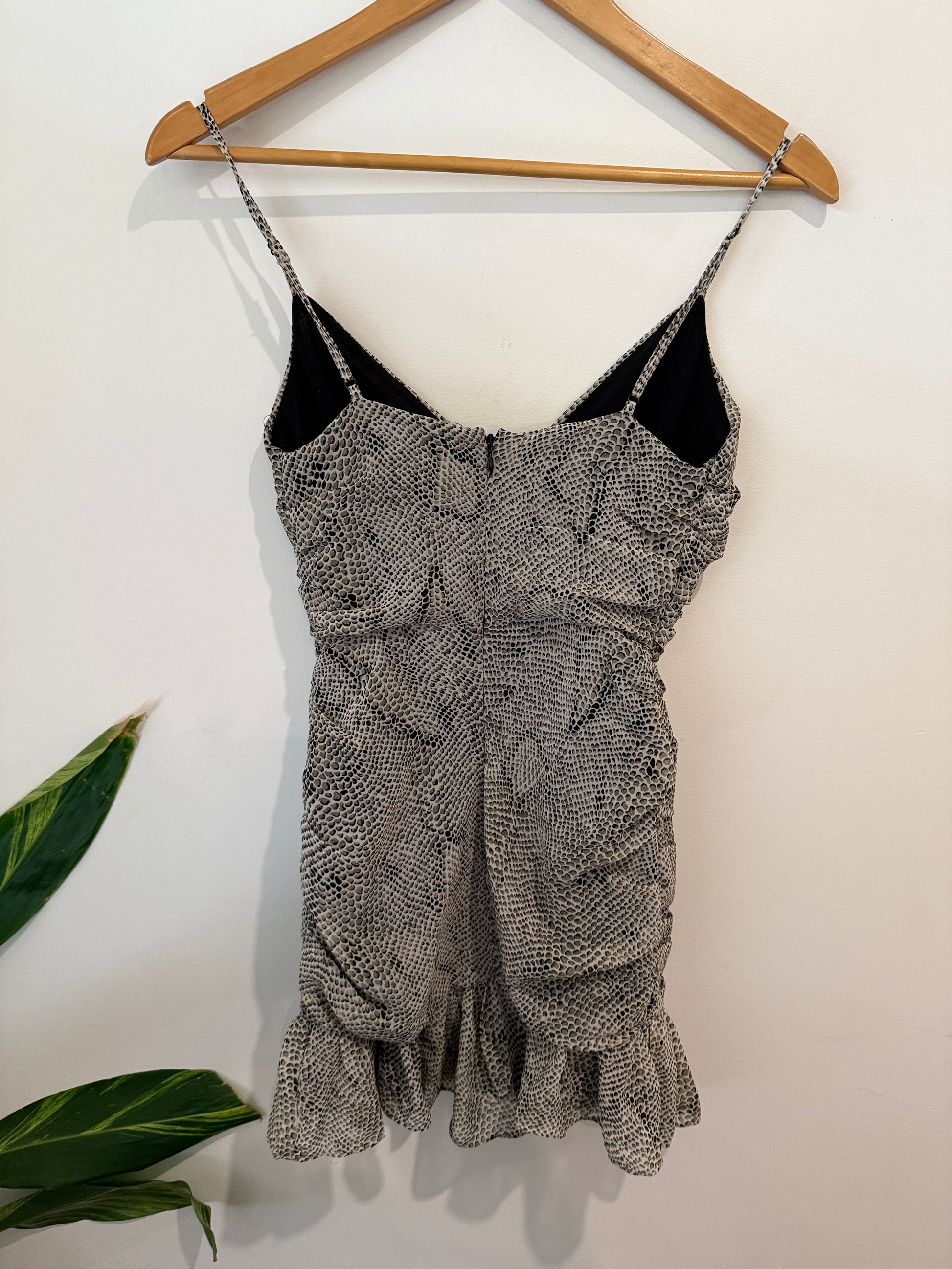 The East Order Snake Print Ruched Mini Dress