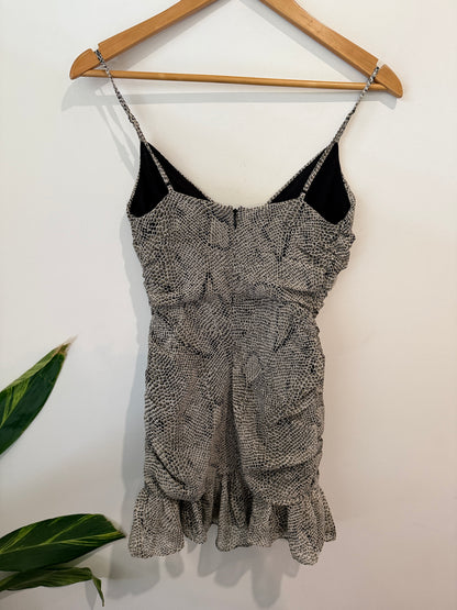 The East Order Snake Print Ruched Mini Dress