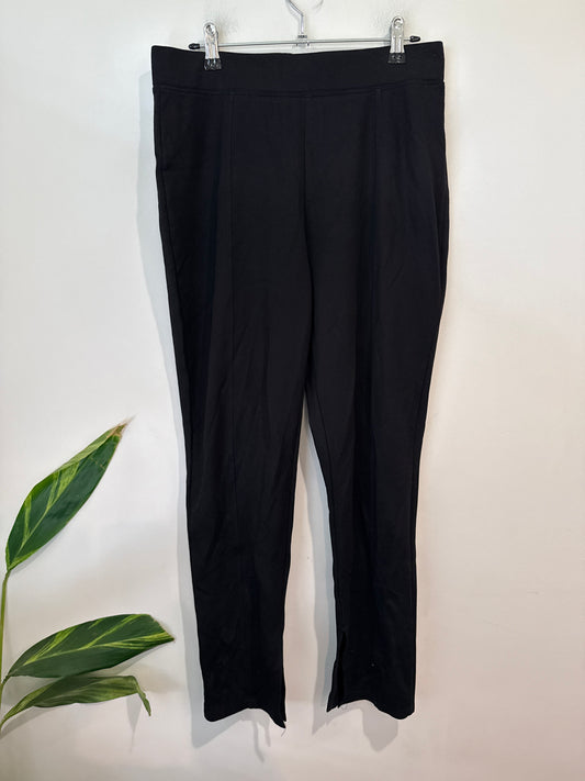 Pagani Black Tapered Pants with Slit Hem