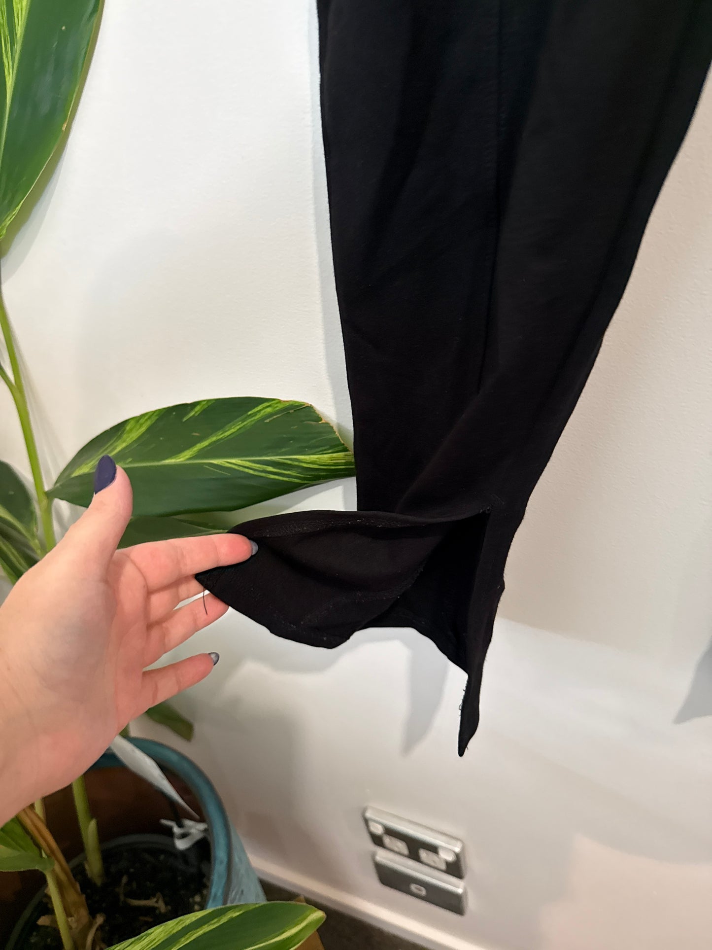 Pagani Black Tapered Pants with Slit Hem