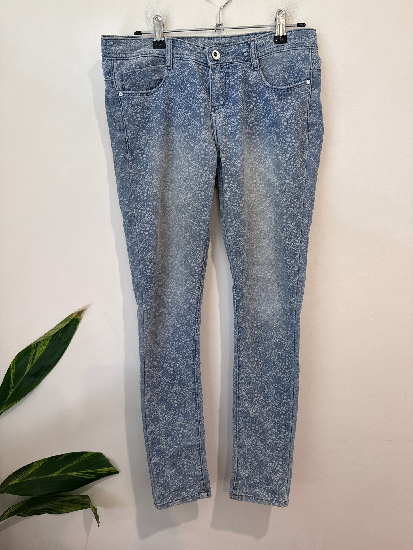 Italico Acid Wash Marble Print Skinny Jeans