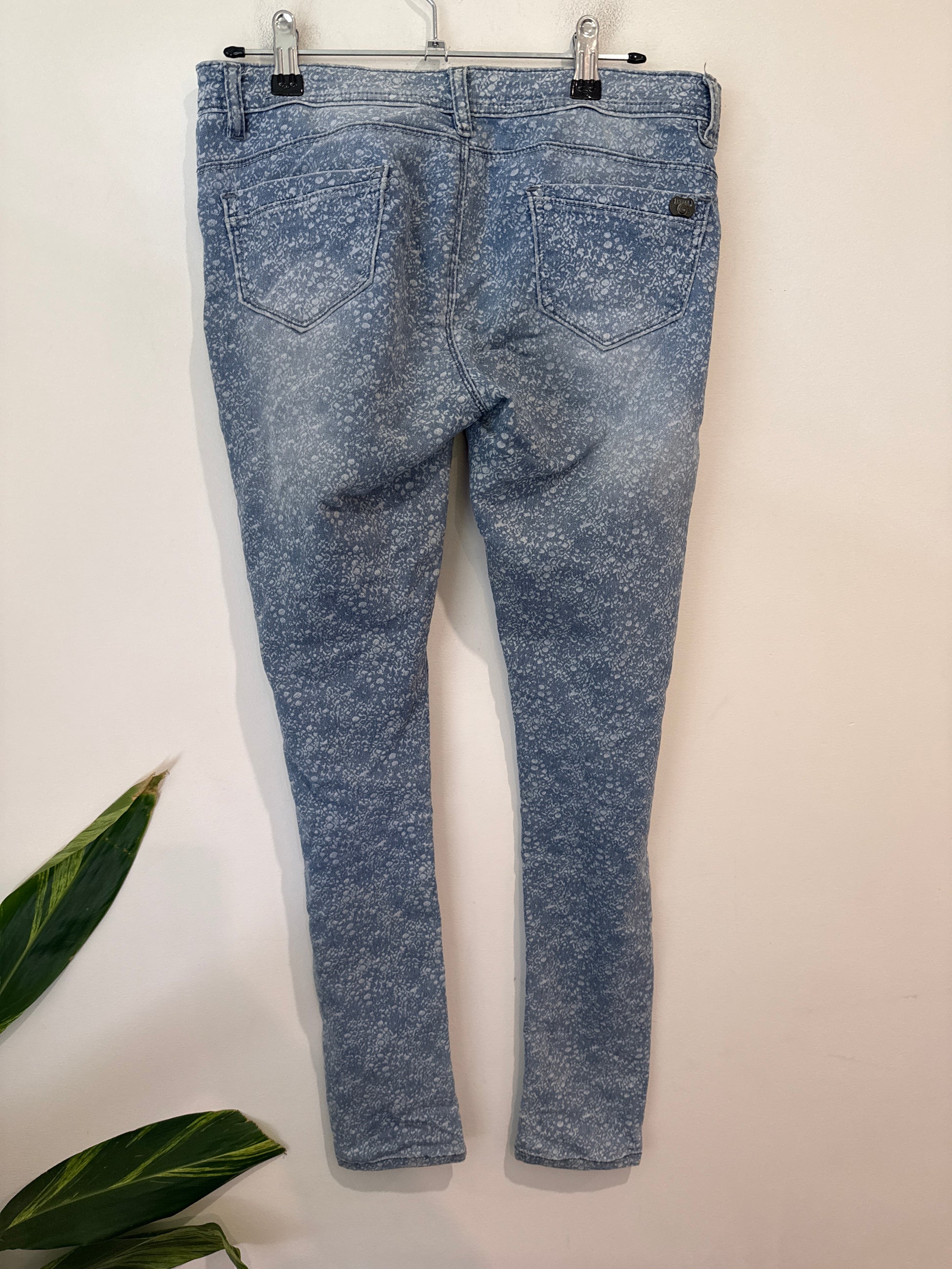 Italico Acid Wash Marble Print Skinny Jeans