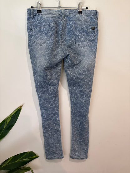 Italico Acid Wash Marble Print Skinny Jeans