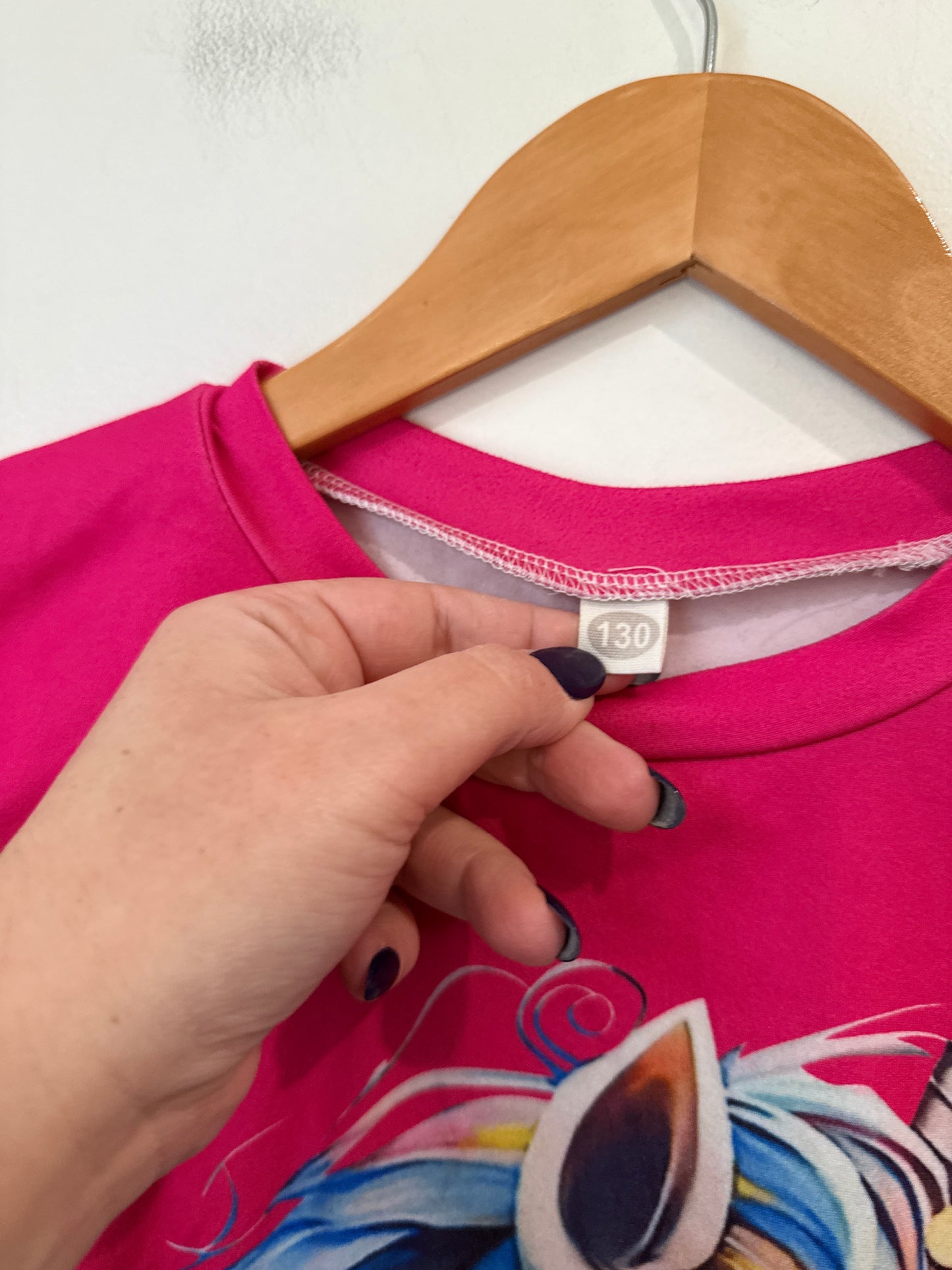 Kids Pink Unicorn Print Tee - Size 130