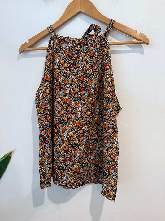 Brand Unknown Multicolour Floral Halter Top Size M U/arm to U/arm 51cm