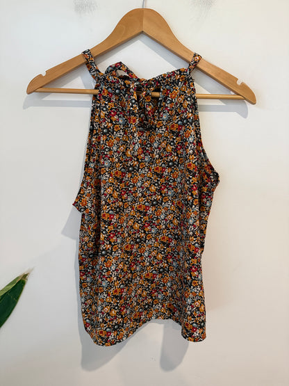 Brand Unknown Multicolour Floral Halter Top Size M U/arm to U/arm 51cm