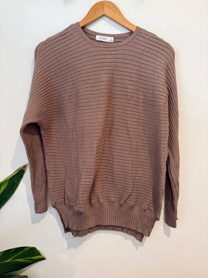 Glassons Taupe Ribbed Knit Sweater Size S