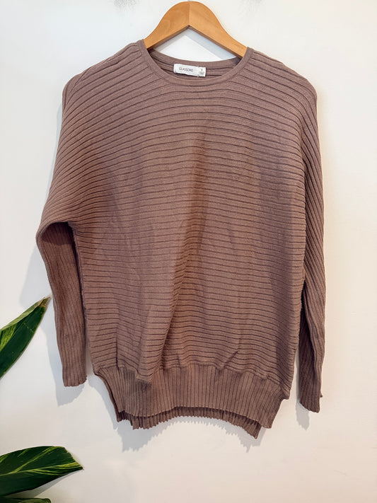 Glassons Taupe Ribbed Knit Sweater Size S