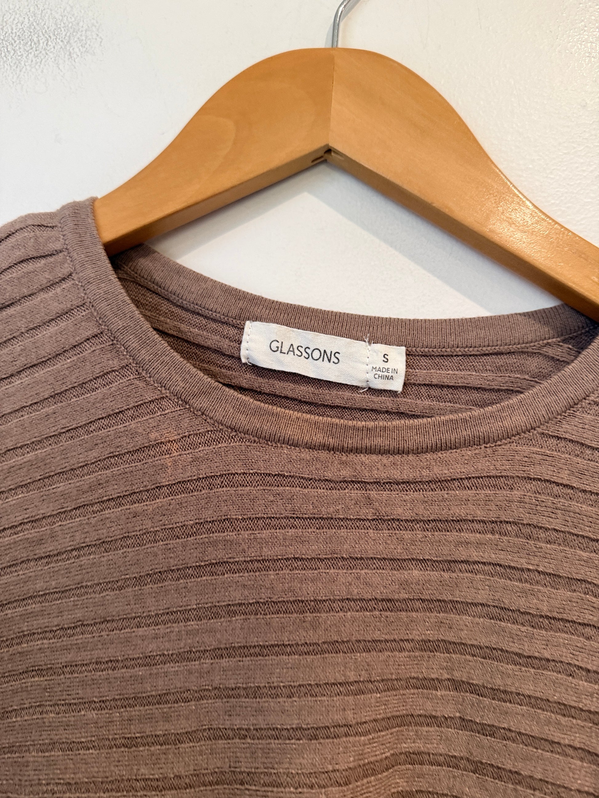 Glassons Taupe Ribbed Knit Sweater Size S