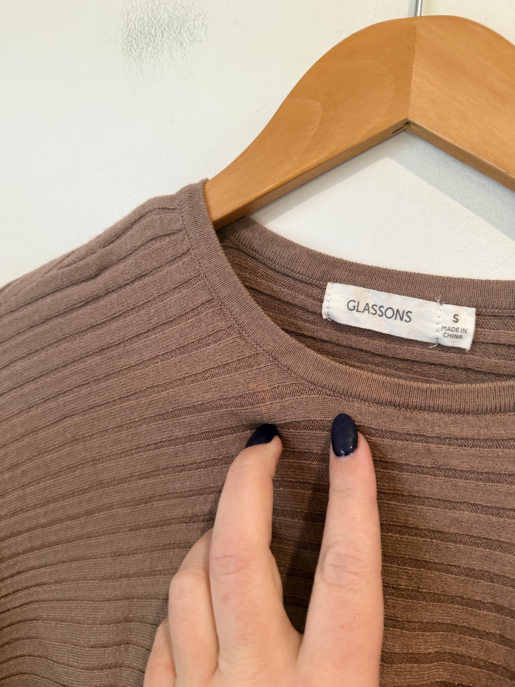 Glassons Taupe Ribbed Knit Sweater Size S