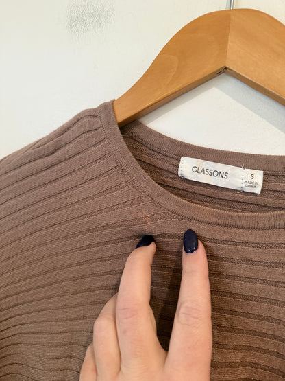 Glassons Taupe Ribbed Knit Sweater Size S