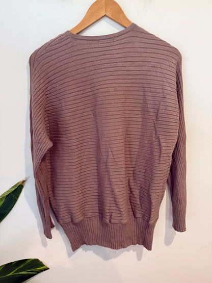 Glassons Taupe Ribbed Knit Sweater Size S