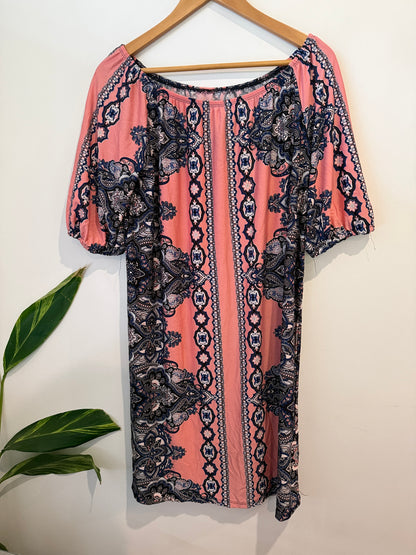 Brand Unknown Paisley Print Shift Dress Size U/arm to U/arm 54cm