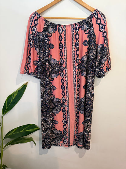 Brand Unknown Paisley Print Shift Dress Size U/arm to U/arm 54cm