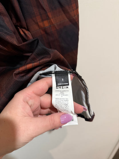Shein Plaid Babydoll Top Size S