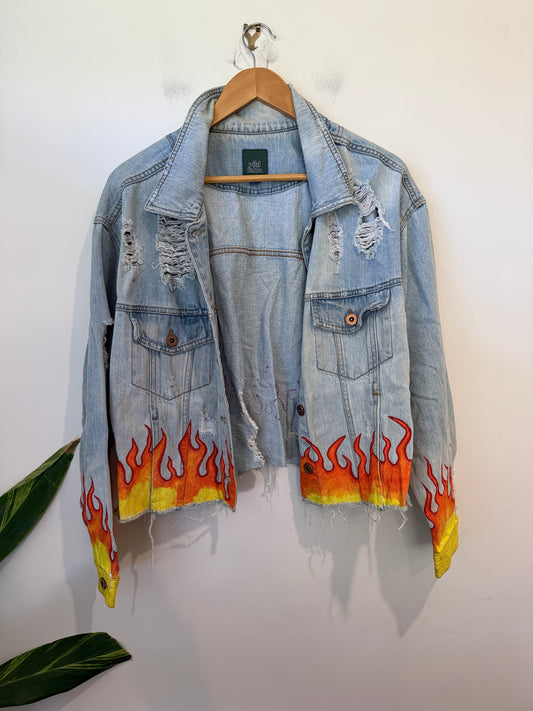 Wild Fable Distressed Denim Jacket Size XL