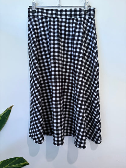 Mirrou Gingham Midi A-line Skirt Size S