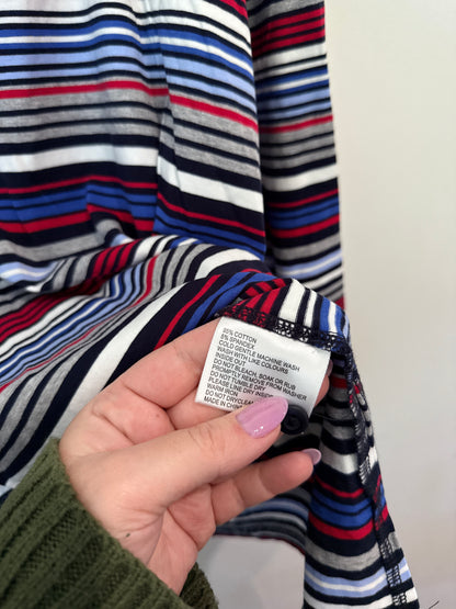 Black Pepper Striped Long-sleeve Polo Shirt Size 22 | U/Arm to U/Arm 62cm