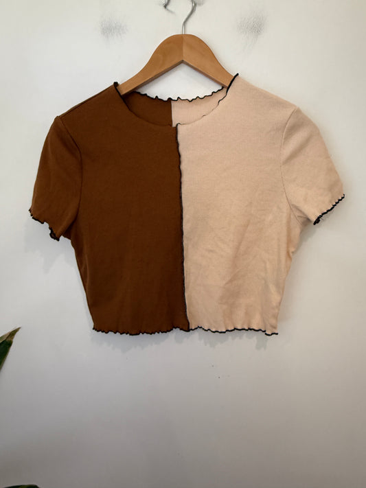 Shein Colorblock Crop Tee Size XL