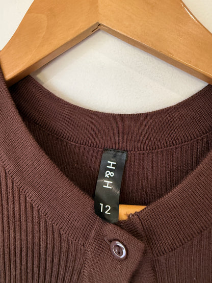 H & H Ribbed Knit Cardigan Size 12