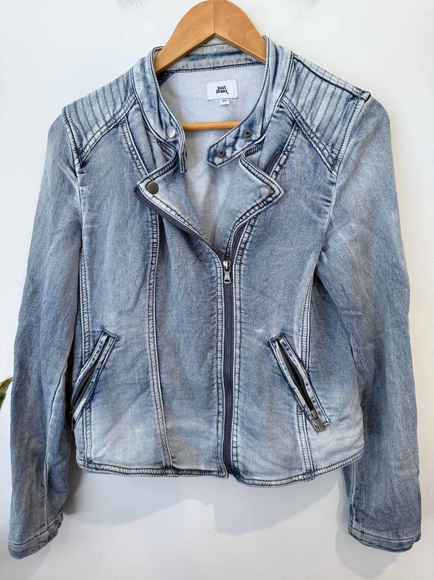 Just Jeans Denim Biker Jacket Size 10
