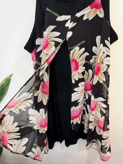 Brand Unknown Floral Sleeveless Tunic Top Size U/Arm to U/Arm 55cm