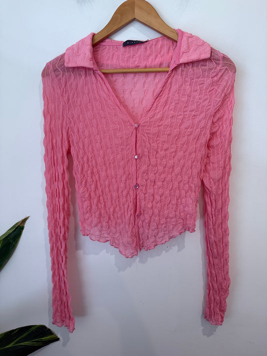Mirrou Textured Button-front Top Size S