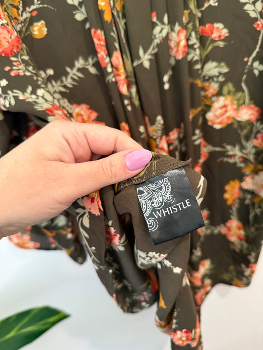 Whistle Floral V-neck Shirt Size U/Arm to U/Arm 59cm