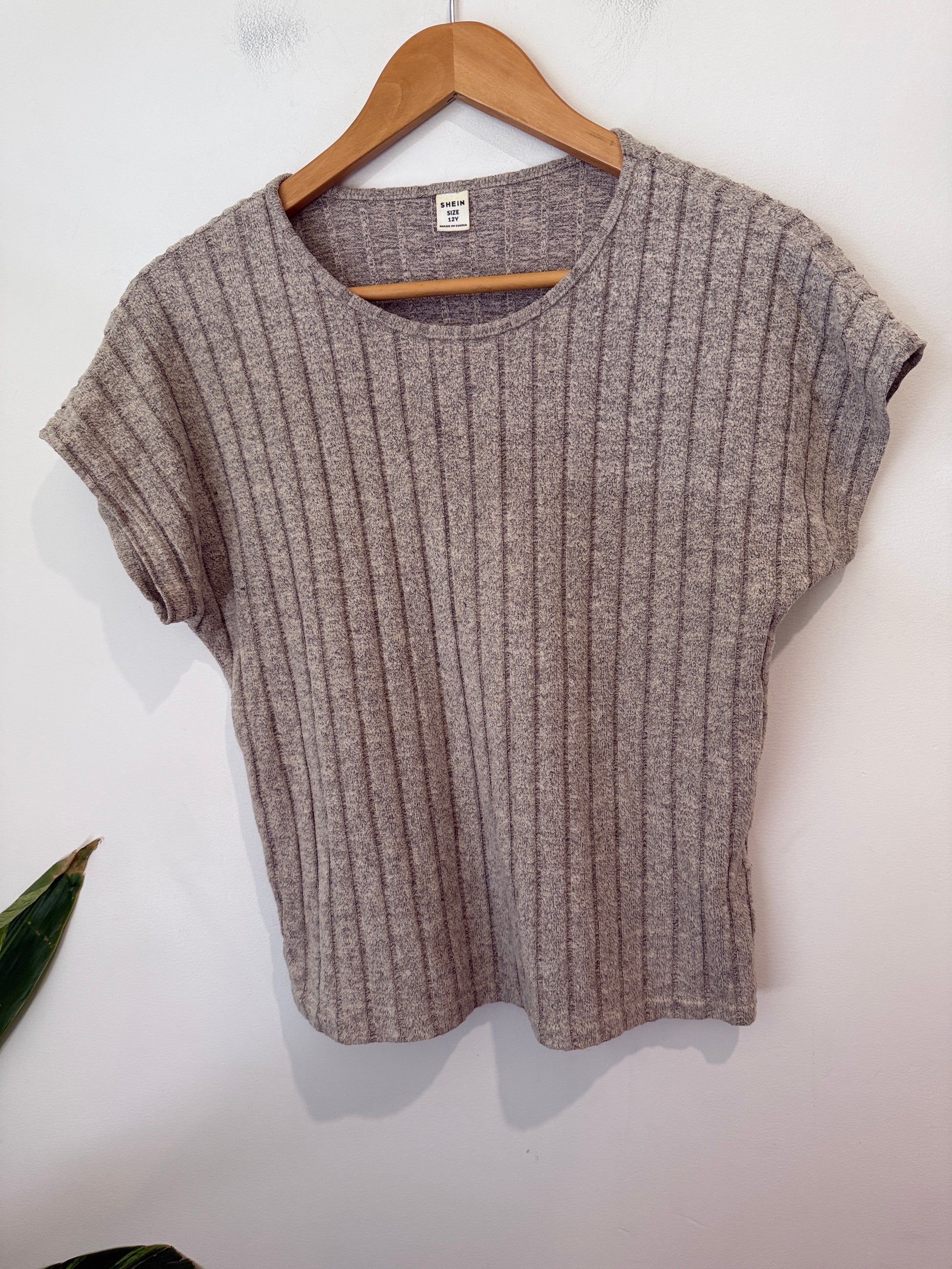 Shein Ribbed-knit Tee Size 12Y