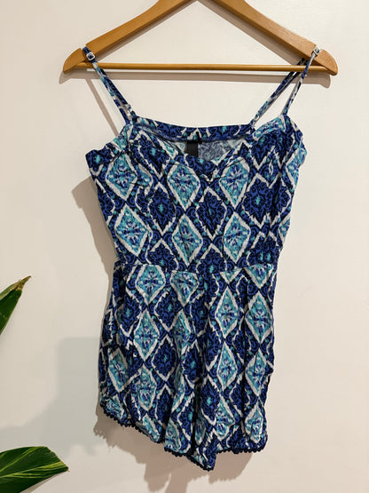 Brand Unknown Size M Viscose Diamond Print Romper