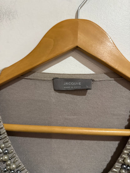 Jacqui.E Size L Beaded Collar Cardigan