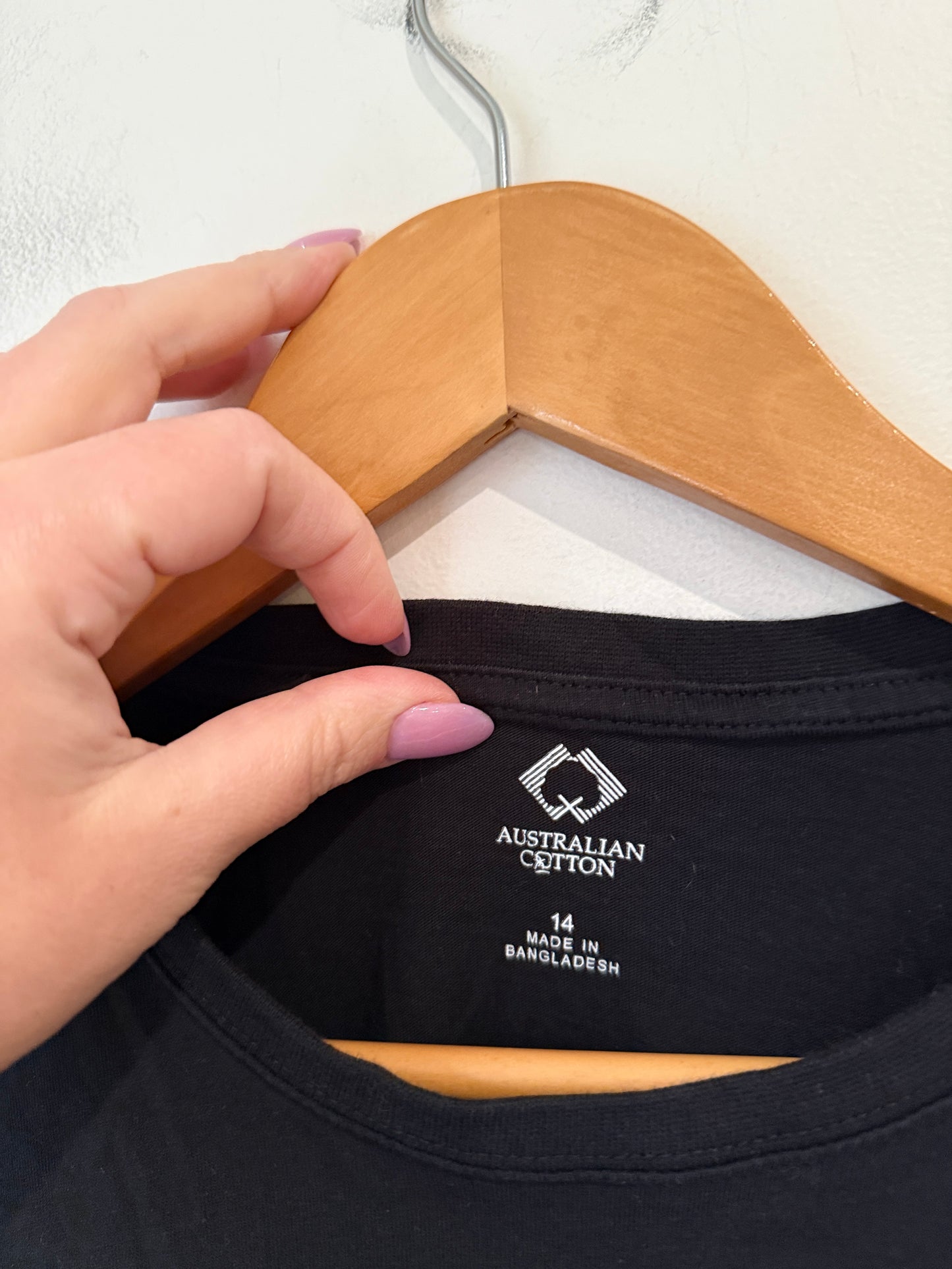 Australian Cotton Crew-neck T-shirt Size 14 | U/Arm to U/Arm 44cm