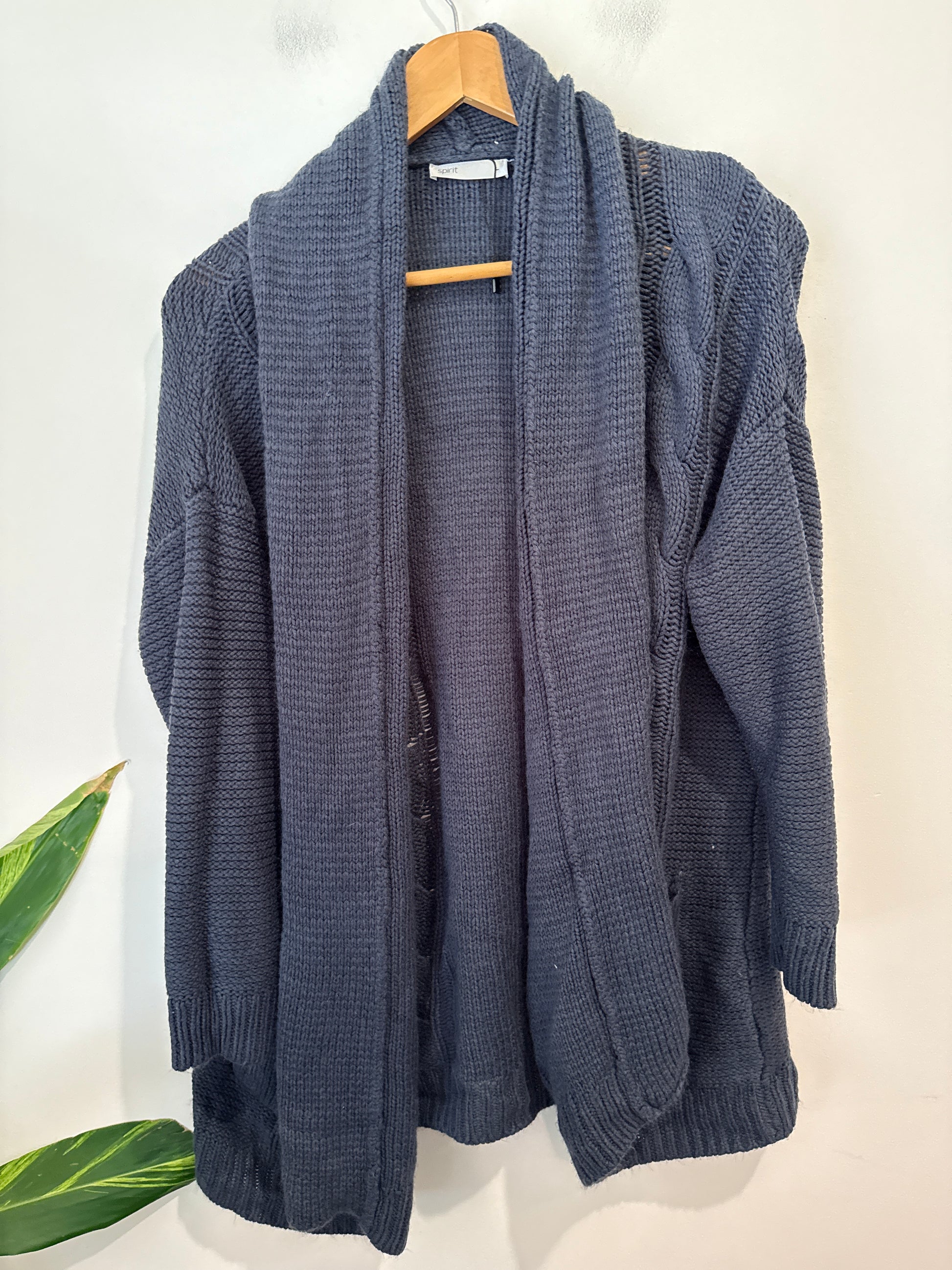 Spirit Waffle-knit Open-front Cardigan Size L