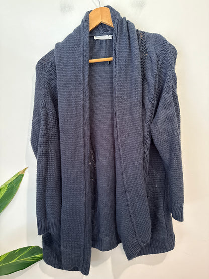 Spirit Waffle-knit Open-front Cardigan Size L